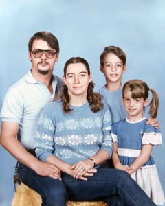 Marty Cazeau brought a picture of his family to the grief group. The photo was taken in the late 1980s, happy times with his wife Diana, son Mark, and daughter Krystal before the cancer struck in his wife.