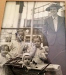 Lois Bechtle at 10 months old with her mother and three sisters boarding a ship to Pasto, Columbia.